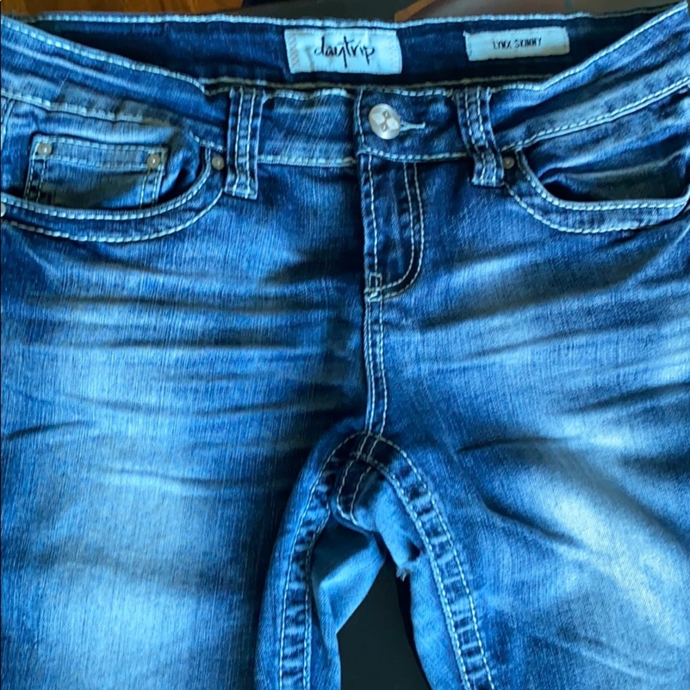 Faded blue jeans